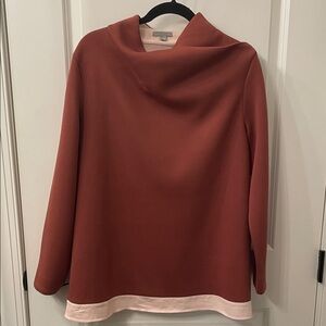 COS Terracotta Cowl Neck Scuba with Light Pink Hem Size M EUC!